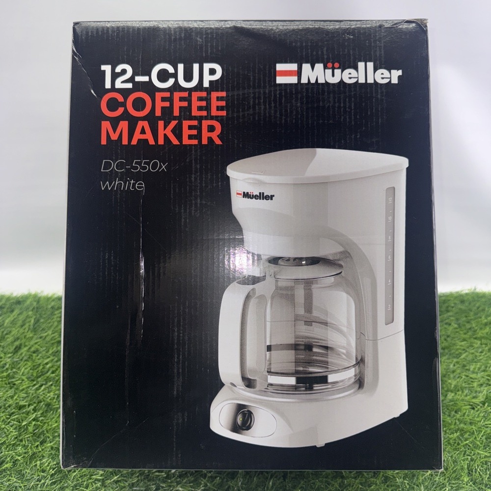 Mueller 12 Cup Drip Coffee Maker White Auto Keep Warm Anti Drip